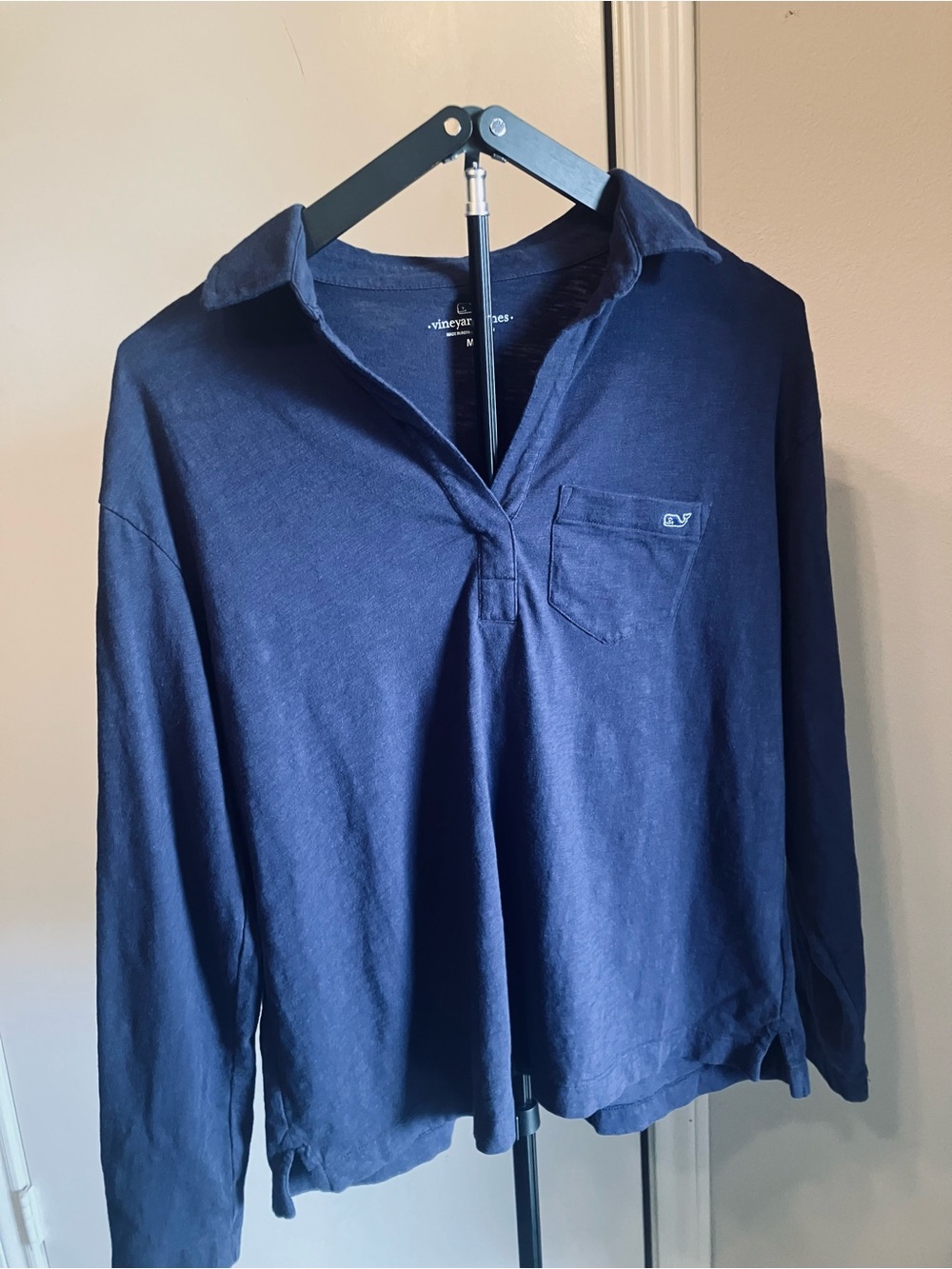 Vineyard Vines Women's Long-Sleeve Polo Top Navy Blue - Size Medium